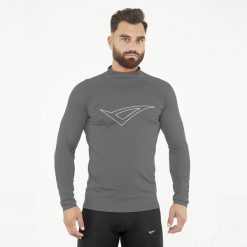 Koszulka termiczna treningowa IRONBOY LONG. Szare koszulki sportowe męskie Legea, m, bez wzorów, bez kołnierzyka, bez ramiączek. W wyprzedaży za 88.50 zł.