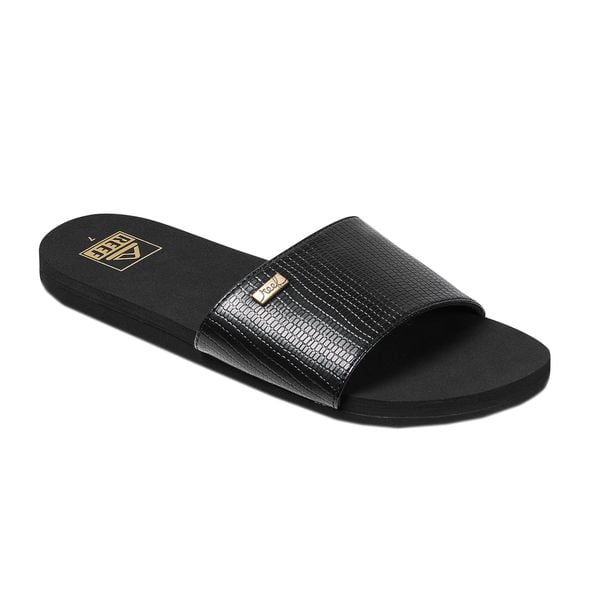Klapki basenowe damskie REEF Bliss Nights Slide. Czarne klapki damskie Reef, bez wzorów, sportowe, bez obcasa. Za 119.99 zł.