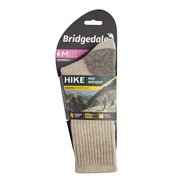 Skarpety do trekkingu damskie Bridgedale HIKE MW COM BO ORI LD. Brązowe skarpety damskie Bridgedale, bez wzorów, z elastanu. Za 97.99 zł.