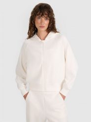 4F Bluza dresowa rozpinana z modalem damska - biała XL. Białe bluzy damskie 4f, uniwersalny, bez wzorów, z dresówki, z kapturem. W wyprzedaży za 189.99 zł.