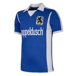 Koszulka retro dla dorosłych - TSV 1860 Monachium 1980/81 - Niebieski. Niebieskie koszulki sportowe męskie COPA FOOTBALL, bez wzorów, bez kołnierzyka, bez ramiączek, do piłki nożnej. Za 339.72 zł.