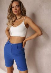 Niebieskie Szorty do Kolana z Wysokim Stanem Betria. Niebieskie szorty damskie Renee, m, bez wzorów, klasyczne, z podwyższonym stanem. Za 49.99 zł.