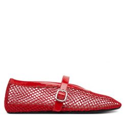 Baleriny Badura. Czerwone baleriny damskie Badura, bez wzorów, bez obcasa. Za 229.99 zł.