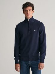 Gant sweter bez rękawów z dzianiny Mężczyźni Bawełna (100%) niebieski, XXL. Niebieskie swetry przez głowę męskie GANT, m, bez wzorów, z bawełny, bez kołnierzyka. Za 699.95 zł.