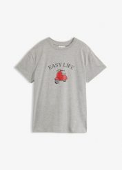 Luźny T-shirt z bawełny. Białe t-shirty damskie bonprix, bez wzorów, z bawełny, bez kołnierzyka. Za 37.99 zł.