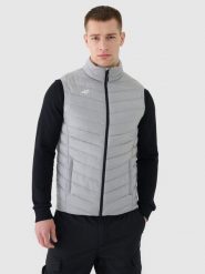 4F Bezrękawnik puchowy z wypełnieniem syntetycznym męski - szary 3XL. Szare kurtki męskie 4f, m, bez wzorów, z dzianiny, klasyczne, bez kaptura. Za 249.99 zł.