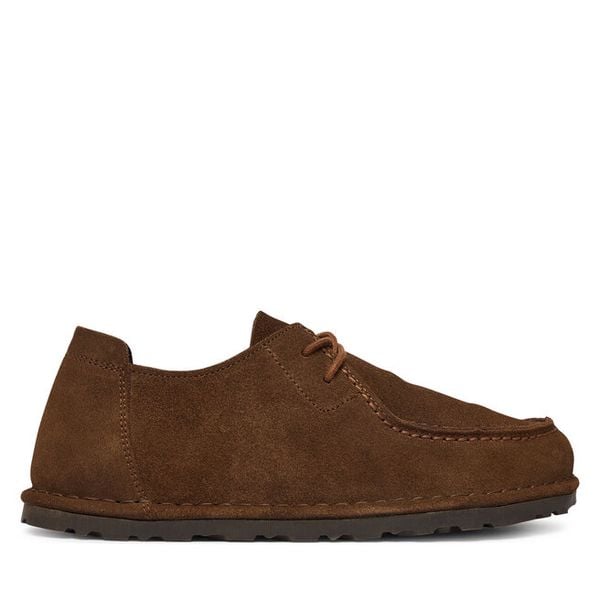 Półbuty Birkenstock. Brązowe półbuty damskie Birkenstock, bez wzorów, bez obcasa, na płaskiej podeszwie, bez zapięcia. Za 647.99 zł.