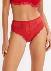 Figi maxi (2 pary). Czarne figi damskie bonprix, bez wzorów, z koronki. Za 74.99 zł.