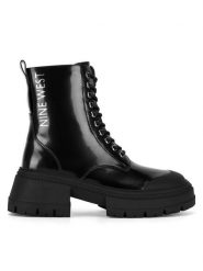 Nine West Trzewiki WFA3033-5 Czarny. Czarne botki damskie Nine West, z materiału, bez obcasa, na płaskiej podeszwie, bez zapięcia. Za 195.99 zł.