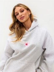 Bluza hoodie z motywem kwiatowym - Inny. Bluzy damskie Sinsay, l, bez wzorów, bez kaptura. Za 59.99 zł.