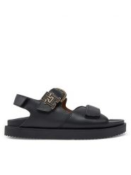 Tommy Hilfiger Sandały Leather Sporty Sandal FW0FW08799 Czarny. Czarne obuwie sportowe damskie Tommy Hilfiger, bez wzorów, ze skóry. Za 399.99 zł.