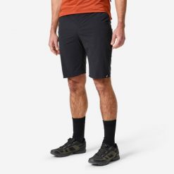 Szorty rowerowe MTB Rockrider Cargo 500. Czarne krótkie spodenki sportowe męskie ROCKRIDER, xl, bez wzorów, z elastanu, rowerowe. Za 159.99 zł.