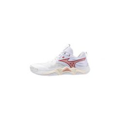 Damskie buty halowe Mizuno Wave Momentum Elite. Białe obuwie sportowe damskie Mizuno, bez wzorów, z materiału, do siatkówki, mizuno wave. Za 489.99 zł.