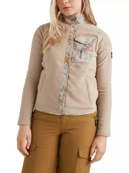 Sweter polarowy damski O'Neill Utility Button Fleece. Brązowe swetry damskie O'Neill, l, bez wzorów, z materiału, sportowe, bez kołnierzyka, bez ramiączek, długie, bez kaptura. Za 379.00 zł.