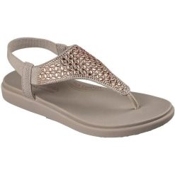 Sandały damskie Skechers Meditation Luxe modern Event. Brązowe sandały damskie Skechers, bez wzorów, z materiału, bez obcasa, bez zapięcia. Za 390.00 zł.