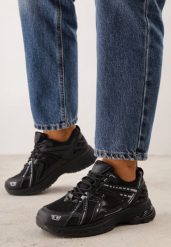 Czarne Sneakersy Dad Shoes z Siateczkową Cholewką na Piankowej Podeszwie Anotea. Czarne obuwie sportowe damskie Renee, bez wzorów, z jeansu. Za 149.99 zł.