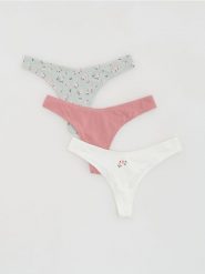 Bawełniane majtki stringi 3 pack - wielobarwny. Stringi damskie Reserved, l, bez wzorów, z bawełny. Za 39.99 zł.