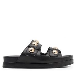 Klapki DeeZee. Czarne klapki damskie DeeZee, bez wzorów, bez obcasa. Za 119.99 zł.