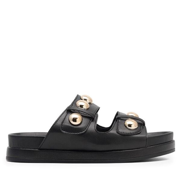 Klapki DeeZee. Czarne klapki damskie DeeZee, bez wzorów, bez obcasa. Za 119.99 zł.