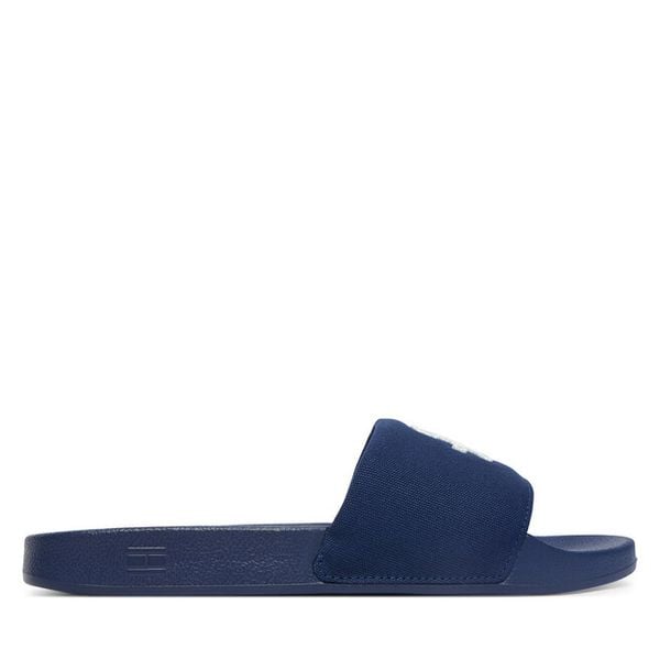 Klapki Tommy Hilfiger. Niebieskie klapki damskie Tommy Hilfiger, bez wzorów, bez obcasa. Za 169.99 zł.