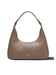 Calvin Klein Torebka Foil Logo Conv Shoulder Bag LV04F3272G Beżowy. Brązowe torebki do ręki damskie Calvin Klein, bez wzorów, ze skóry, bez dodatków. Za 489.99 zł.