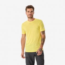 Koszulka trekkingowa męska z krótkim rękawem Merino Fresh. Żółte koszulki sportowe męskie SIMOND, na zimę, l, bez wzorów, z materiału, bez kołnierzyka, bez ramiączek, trekkingowe. Za 119.99 zł.