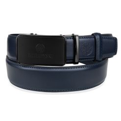 Skórzany pasek męski automatyczny ELITE BETLEWSKI® granatowy 105-cm. Niebieskie paski damskie bez wzorów. Za 63.96 zł.