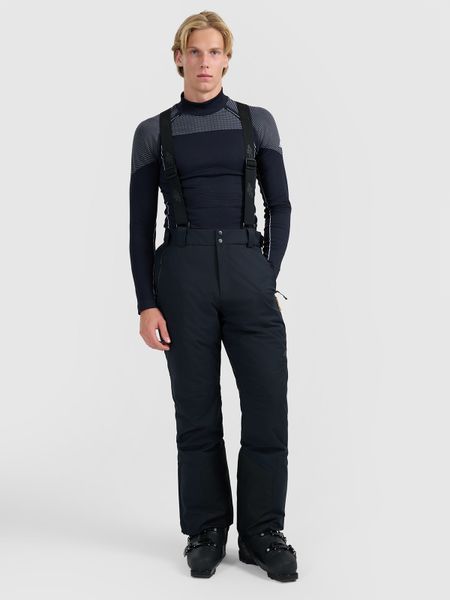 4F Spodnie narciarskie z szelkami membrana 10000 męskie - czarne S. Czarne spodnie snowboardowe męskie 4f, m, bez wzorów, narciarskie. Za 599.99 zł.