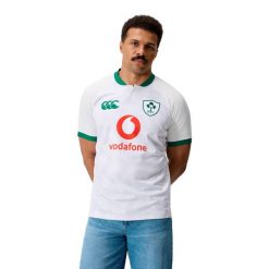 Zewnętrzny strój Irlandii 2025/26. Białe koszulki sportowe męskie CANTERBURY, bez wzorów, bez kołnierzyka, bez ramiączek. Za 478.00 zł.