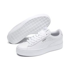 Podwyższone damskie buty sportowe PUMA Vikky PUMA White. Białe obuwie sportowe damskie Puma, bez wzorów, z gumy, Puma Vikky. Za 372.00 zł.