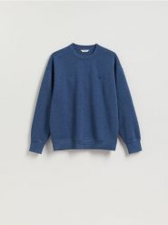 Bluza z drobnym haftem - granatowy. Niebieskie bluzy męskie Reserved, l, bez wzorów, z bawełny, bez kaptura. Za 119.99 zł.