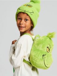 Plecak 3D ze sztucznego futerka Grinch - zielony. Zielone torby i plecaki dziecięce Sinsay, małe. Za 39.99 zł.