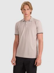 4F Koszulka polo regular męska - szara XL. Szare koszulki polo męskie 4f, m, bez wzorów, z bawełny, bez kołnierzyka, bez ramiączek. Za 89.99 zł.