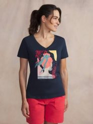 T-shirt damski TBS Sabba. Niebieskie t-shirty damskie TBS, l, bez wzorów, z bawełny, klasyczne, bez kołnierzyka. Za 153.50 zł.