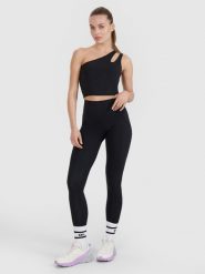 4F Legginsy treningowe szybkoschnące 4F x Anna Lewandowska - czarne M. Czarne legginsy damskie 4f, m, bez wzorów, z dzianiny, z podwyższonym stanem, na fitness i siłownię. Za 149.99 zł.