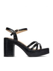DeeZee Sandały CEO-LCCC1511-1 Czarny. Czarne sandały damskie DeeZee, bez wzorów, z materiału, bez obcasa, na słupku, bez zapięcia. Za 139.99 zł.