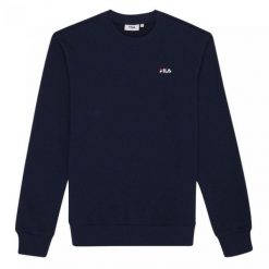 Bluza męska do biegan Fila Leverano Regular Crew Sweat granatowa. Niebieskie bluzy męskie Fila, m, bez wzorów, bez kaptura. Za 249.00 zł.