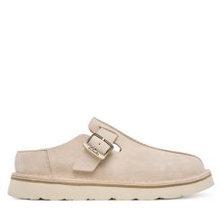 Klapki Clarks. Brązowe klapki damskie Clarks, bez wzorów, bez obcasa. Za 309.99 zł.