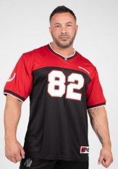 Trenton Koszulka piłkarska - Czarny/Czerwony. Czerwone koszulki sportowe męskie GORILLA WEAR, l, bez wzorów, z jersey, bez kołnierzyka, bez ramiączek, na fitness i siłownię. Za 209.00 zł.