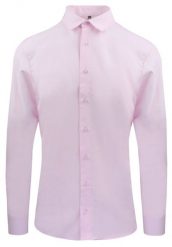 Delikatnie Wyszczuplana (Slim) Męska Koszula - Lanier - Różowa. Czerwone koszule męskie Lanier, m, bez wzorów, z bawełny, eleganckie, bez kołnierzyka, bez ramiączek. Za 175.00 zł.