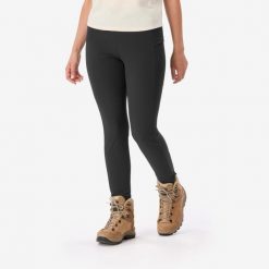 Legginsy trekkingowe damskie MT500. Czarne legginsy sportowe damskie SIMOND, l, bez wzorów, z elastanu, trekkingowe. Za 159.99 zł.