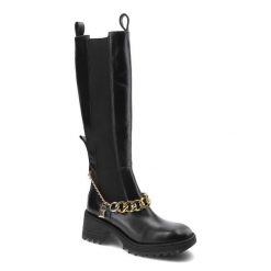 Czarne Kozaki Damskie Carinii Modne Buty Skórzane. Czarne kozaki damskie Carinii, ze skóry, bez obcasa, na obcasie. Za 465.00 zł.