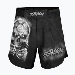 Spodenki treningowe męskie Octagon Oldskull Fans MMA. Czarne krótkie spodenki sportowe męskie OCTAGON, m, bez wzorów, z materiału. Za 159.99 zł.
