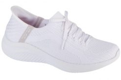 Buty do chodzenia damskie Skechers Slip-ins: Ultra Flex 3.0 Brilliant. Białe trampki i tenisówki damskie Skechers, bez wzorów, z dzianiny, bez zapięcia. Za 436.00 zł.