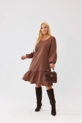 Elegancka sukienka Karmela z falbanką i bufiastymi rękawami PLUS SIZE XXL OVERSIZE JESIEŃ. Żółte sukienki dla dziewczynek Moda Size Plus Iwanek, na jesień, bez wzorów, z nylonu, eleganckie, bez ramiączek, długie. Za 289.90 zł.