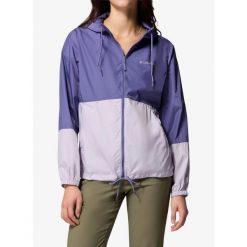 Kurtka wiatrówka damska Columbia Flash Forward II Windbreaker. Fioletowe kurtki damskie Columbia, bez wzorów, z softshellu, bez kaptura, trekkingowe. Za 218.39 zł.