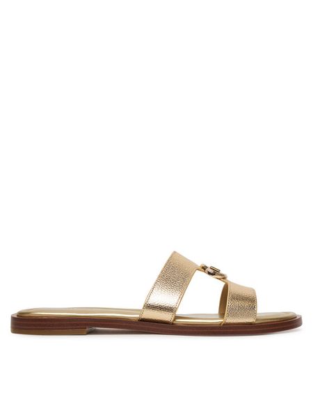 MICHAEL Michael Kors Klapki Ering Flat 40S6ERFS2M Złoty. Żółte klapki damskie MICHAEL Michael Kors, bez wzorów, ze skóry, bez obcasa. Za 336.99 zł.