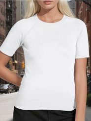 Koszulka - biały. Białe t-shirty damskie Sinsay, l, bez wzorów, z bawełny, bez kołnierzyka. W wyprzedaży za 7.99 zł.