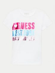 Guess T-Shirt J4YI00 K6YW4 Biały Regular Fit. Białe t-shirty i topy dla dziewczynek Guess, z aplikacjami, z bawełny, bez ramiączek. Za 49.99 zł.