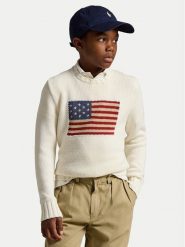 Polo Ralph Lauren Sweter 323668285006 Biały Regular Fit. Białe swetry dla chłopców Polo Ralph Lauren, bez wzorów, z bawełny, bez kołnierzyka, bez kaptura. Za 859.99 zł.